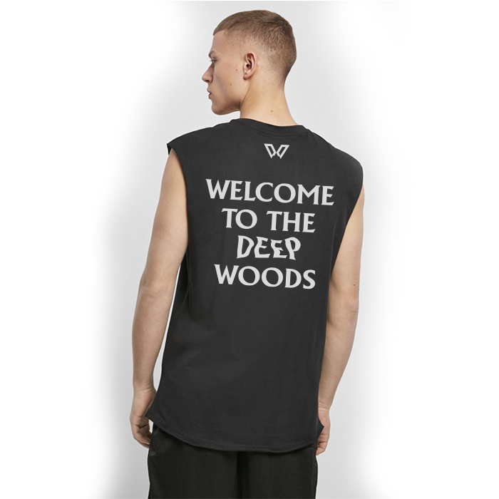 Welcome to the DEEP WOODS Unisex Sleeveless Tee Black (Reflective Print)