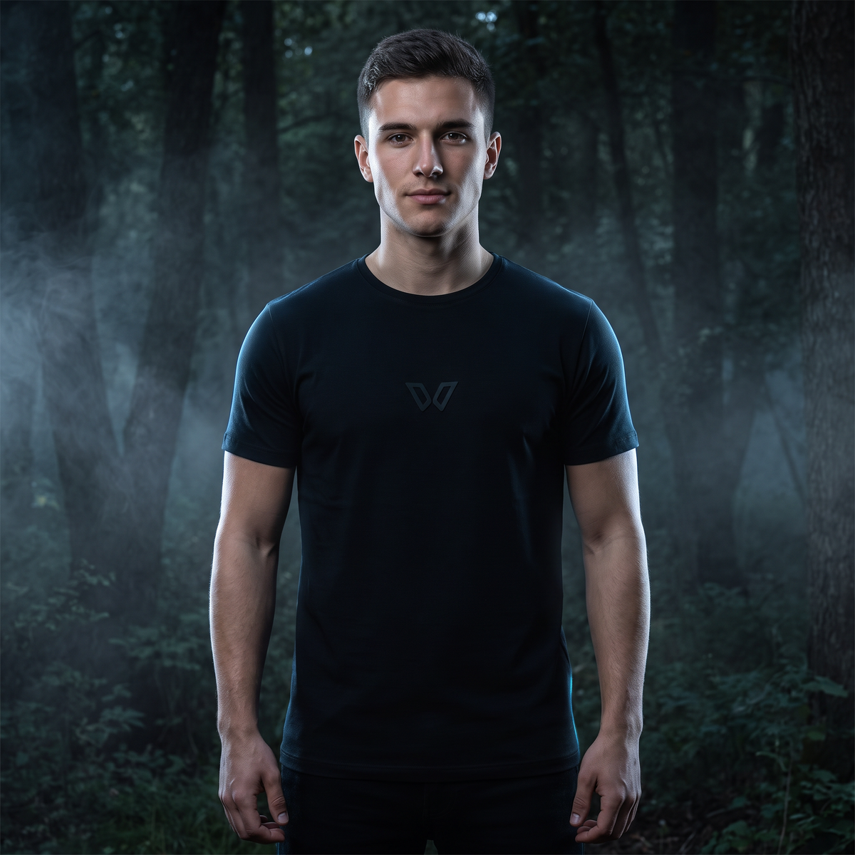 Black Icon W T-Shirt an Mann getragen