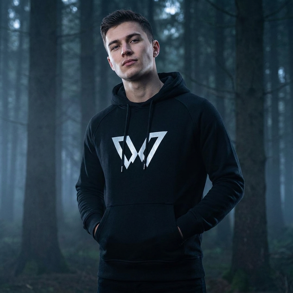 Big W Icon Hoodie an Mann getragen – Reflective Print