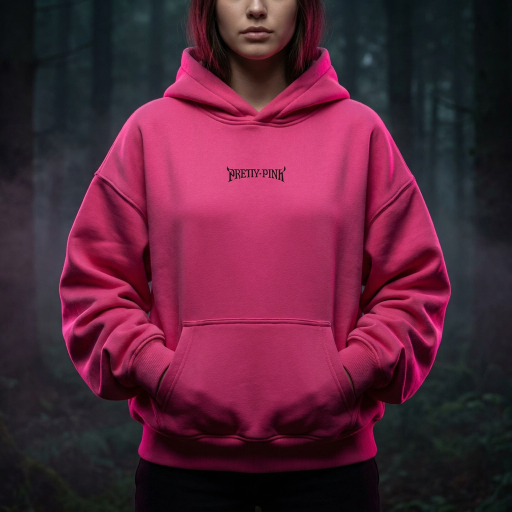 Pretty Pink Logo Hoodie Pink getragen – Oversize-Fit