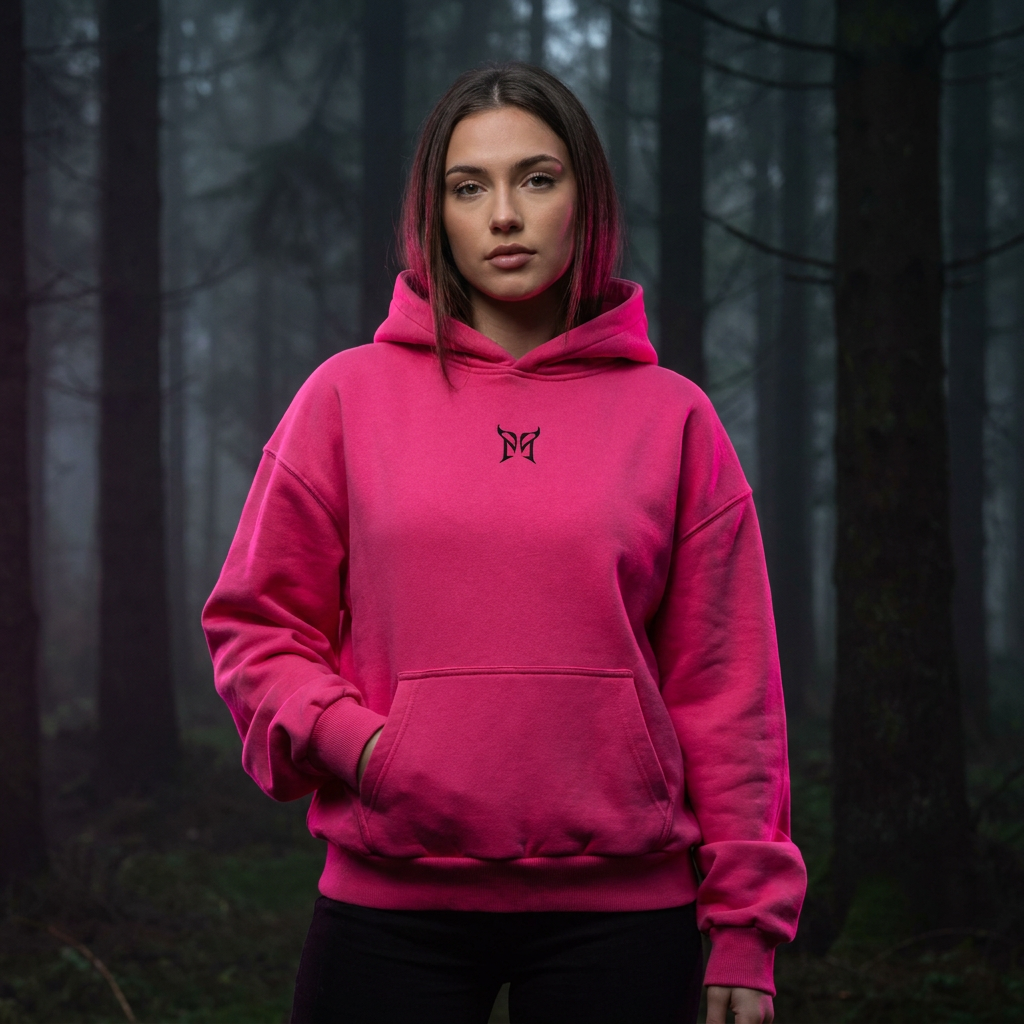 Pretty Pink Icon Hoodie Pink getragen – Oversize-Fit