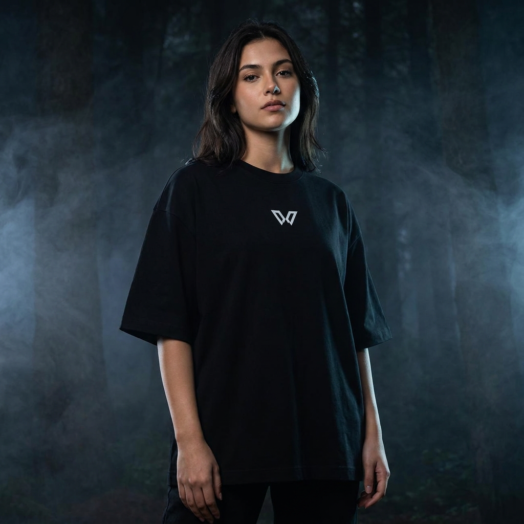 Deep Woods Tee '26 an Frau getragen – Oversize-Fit