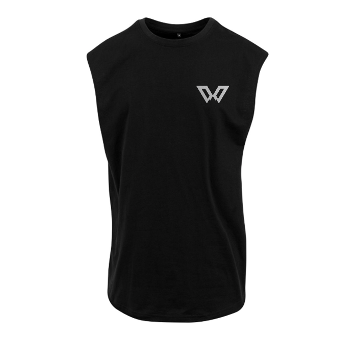 Camiseta sin mangas negra (estampado reflectante)