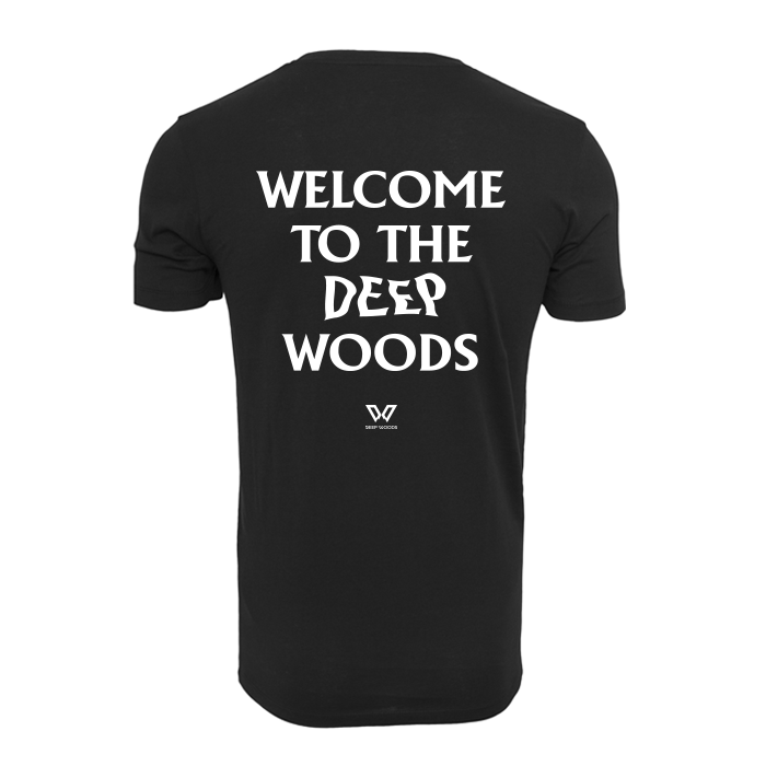 Bienvenido a DEEP WOODS Camiseta unisex negra (estampado reflectante)
