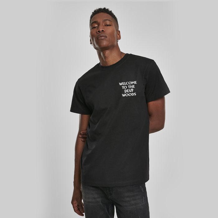 Bienvenido a DEEP WOODS Camiseta unisex negra (estampado reflectante)